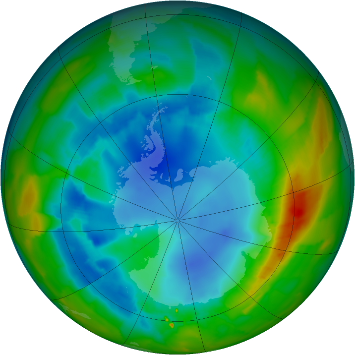 Antarctic ozone map for 14 August 2012